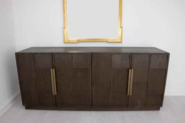 Zeugma Hugo Modern Dark Brown Buffet With 4 Spacious Drawers, Solid Wood, Durable Finish, 79” Wide Dark Brown Modern Finish Solid Wood Hugo Buffet