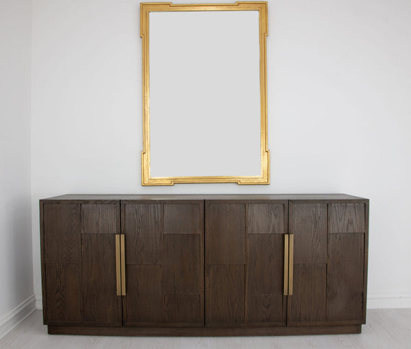 Zeugma Hugo Modern Dark Brown Buffet With 4 Spacious Drawers, Solid Wood, Durable Finish, 79” Wide Dark Brown Modern Finish Solid Wood Hugo Buffet