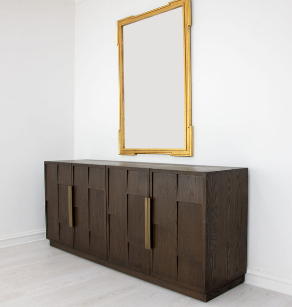 Zeugma Hugo Modern Dark Brown Buffet With 4 Spacious Drawers, Solid Wood, Durable Finish, 79” Wide Dark Brown Modern Finish Solid Wood Hugo Buffet