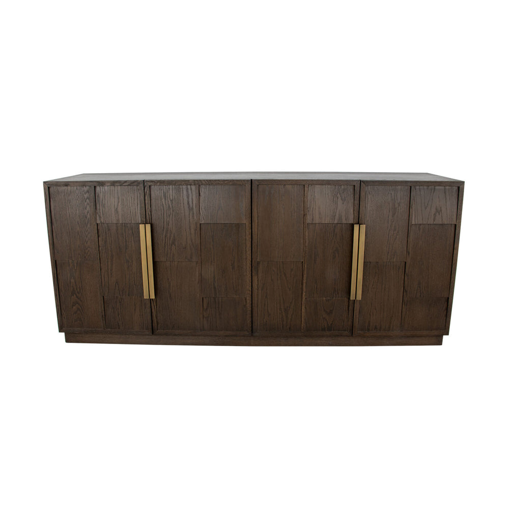 Zeugma Hugo Modern Dark Brown Buffet With 4 Spacious Drawers, Solid Wood, Durable Finish, 79” Wide Dark Brown Modern Finish Solid Wood Hugo Buffet