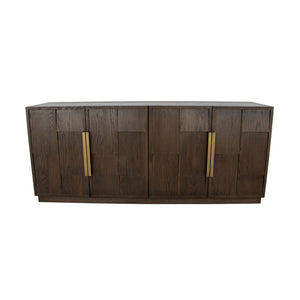 Zeugma Hugo Modern Dark Brown Buffet With 4 Spacious Drawers, Solid Wood, Durable Finish, 79” Wide Dark Brown Modern Finish Solid Wood Hugo Buffet