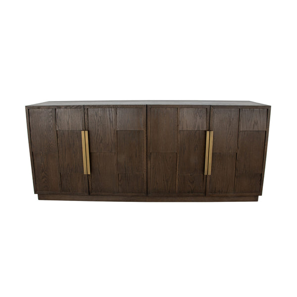 Zeugma Hugo Modern Dark Brown Buffet With 4 Spacious Drawers, Solid Wood, Durable Finish, 79” Wide Dark Brown Modern Finish Solid Wood Hugo Buffet