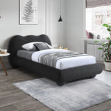 Hyde Black Boucle Fabric Twin Bed HydeBlack-T Meridian Furniture