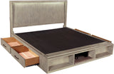 Platinum Grey Linen California King Bed Panel Storage I251-408B-2,I251-415-2,I251-497K-2 Aspenhome