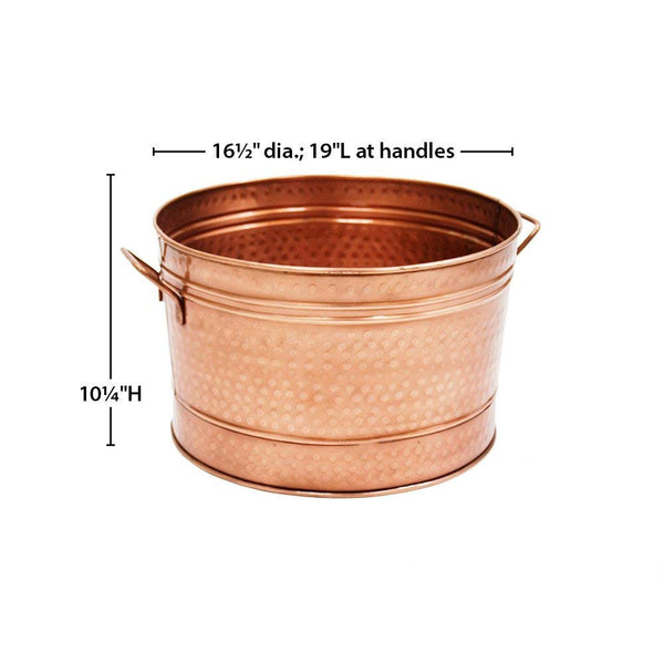 Benzara Hammered Pattern Galvanized Farmhouse Style Tub, Copper Copper Metal I305-hgm008