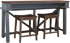 Pinebrook Denim Console Bar Table w/Stools I629-9151-DEN,I629-9200,I629-9200 Aspenhome