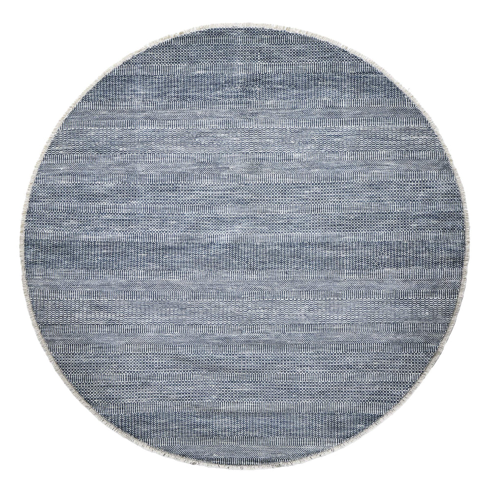 Feizy Rugs Janson Hand Knotted Wool Viscose Round Rug with Striped High Low Texture for Living Rooms I92I6062NVYSLVN80