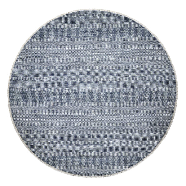 Feizy Rugs Janson Hand Knotted Wool Viscose Round Rug with Striped High Low Texture for Living Rooms I92I6062NVYSLVN80