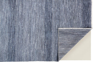 Feizy Rugs Janson Hand Knotted Wool Viscose Round Rug with Striped High Low Texture for Living Rooms I92I6062NVYSLVN80