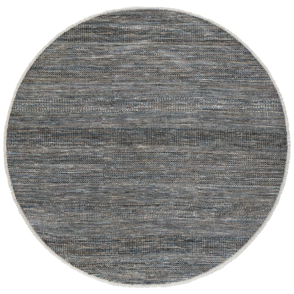 Feizy Rugs Janson Hand Knotted Wool Viscose Round Rug Striped High Low Pile Neutral Gray I92I6065DGY000N80