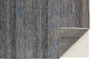 Feizy Rugs Janson Hand Knotted Wool Viscose Round Rug Striped High Low Pile Neutral Gray I92I6065DGY000N80