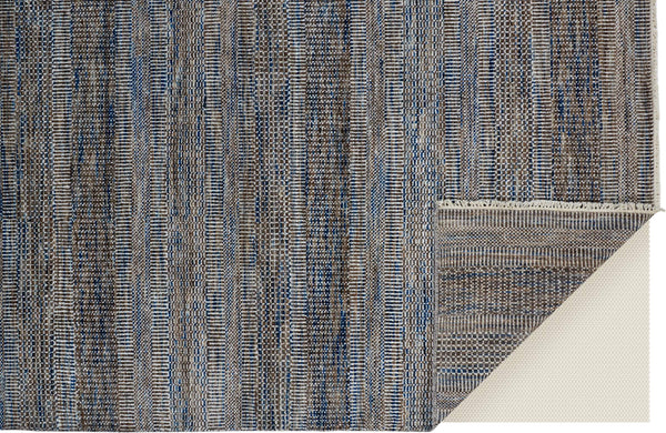 Feizy Rugs Janson Hand Knotted Wool Viscose Round Rug Striped High Low Pile Neutral Gray I92I6065DGY000N80