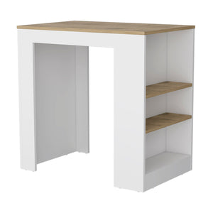 English Elm Kitchen Island with Spacious Countertop and 3 Open Shelves for Stylish Cooking and Extra Storage Multicolor 40.94 L x 31.88 W x 4.72 H B097133053