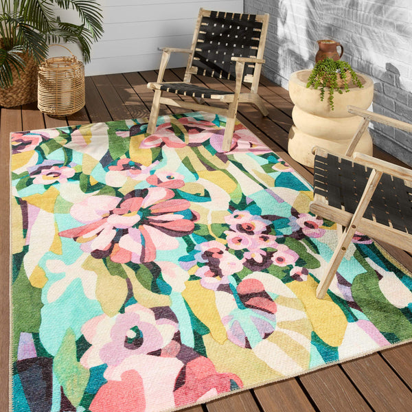 Jaipur Living Vibe by Jaipur Living Amicia Floral Polyester Indoor Outdoor Runner Rug Washable 2'6"X8' RUG157169