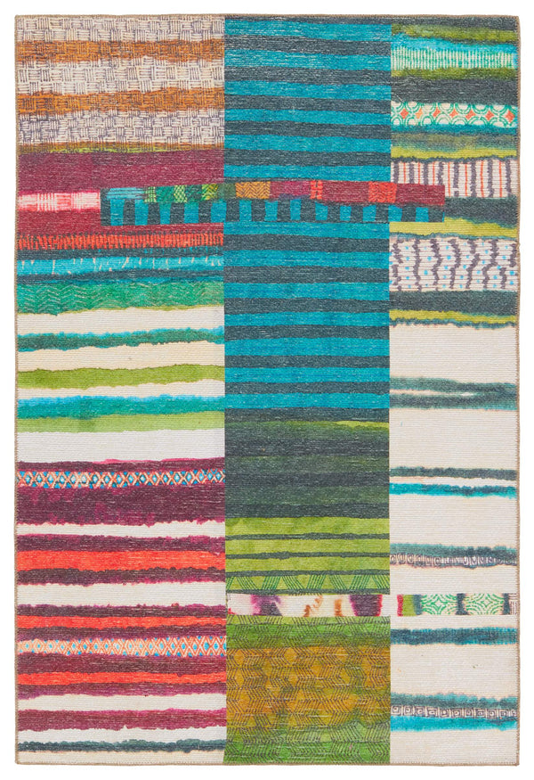 Jaipur Living Vibe by Jaipur Living Bellium Multicolor Striped Polyester Indoor Outdoor Runner Rug 5'X8' RUG157181