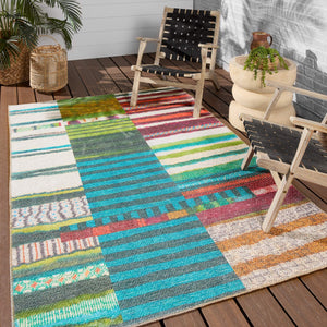 Jaipur Living Vibe by Jaipur Living Bellium Multicolor Striped Polyester Indoor Outdoor Runner Rug 5'X8' RUG157181