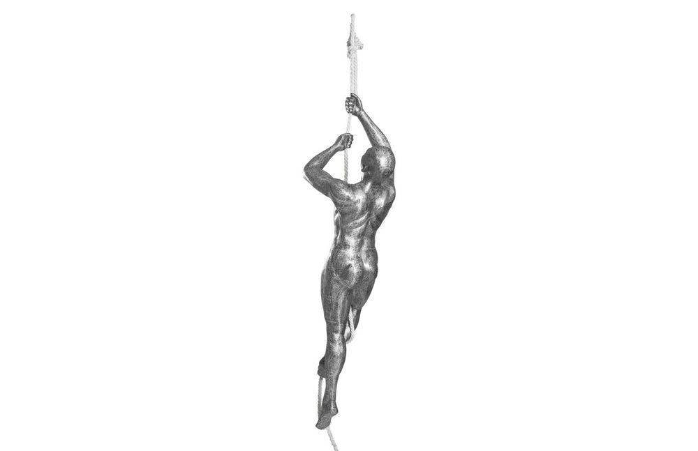 Phillips Collection Climbing Sculpture - Striking Black/Silver Figure in Aluminum, Perfect for Contemporary Decor and Spaces ID100690