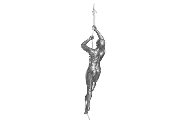 Phillips Collection Climbing Sculpture - Striking Black/Silver Figure in Aluminum, Perfect for Contemporary Decor and Spaces ID100690
