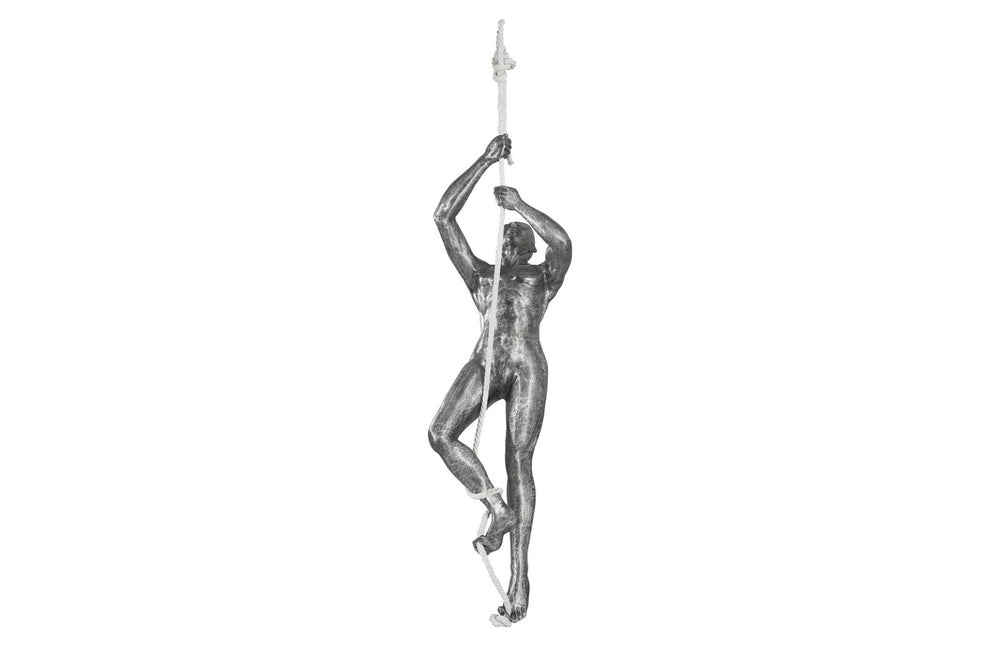 Phillips Collection Climbing Sculpture - Striking Black/Silver Figure in Aluminum, Perfect for Contemporary Decor and Spaces ID100690
