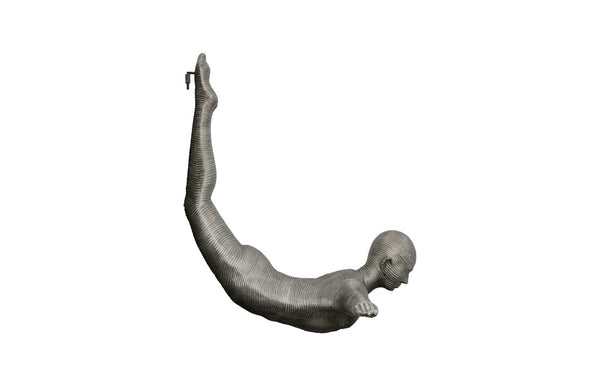 Phillips Collection Diving Large Leaping Diver Wall Sculpture – Hand-sculpted Aluminum Art With Unique Patina Finish Silver,Black Metal Id100691