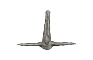 Phillips Collection Diving Large Leaping Diver Wall Sculpture – Hand-sculpted Aluminum Art With Unique Patina Finish Silver,Black Metal Id100691