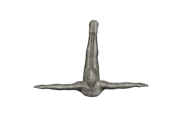 Phillips Collection Diving Large Leaping Diver Wall Sculpture – Hand-sculpted Aluminum Art With Unique Patina Finish Silver,Black Metal Id100691
