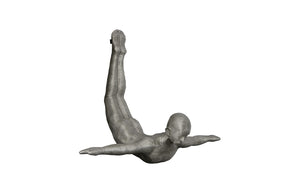 Phillips Collection Diving Large Leaping Diver Wall Sculpture – Hand-sculpted Aluminum Art With Unique Patina Finish Silver,Black Metal Id100691