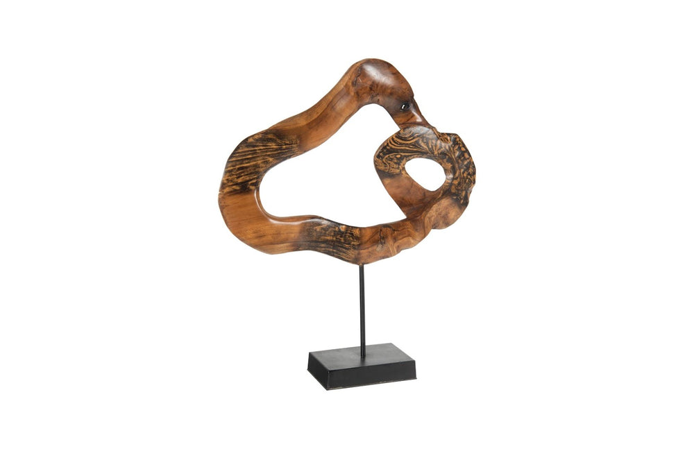 Phillips Collection Carved Teak Swirl Sculpture On Stand - Unique Organic Artistry With Modern Design For Home Decor Brown,Black Wood Id102123
