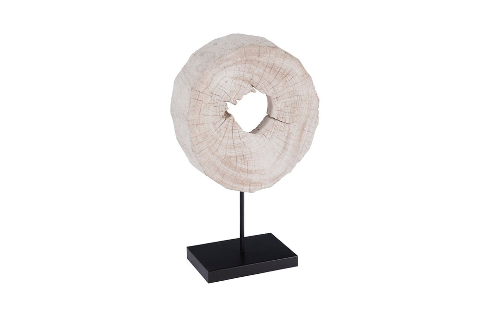 Phillips Collection Eroded Wood Circle Sculpture On Stand - Nature-inspired Teak Art With Modern Black Iron Base Brown,Black Wood,Metal Id102141