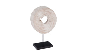 Phillips Collection Eroded Wood Circle Sculpture On Stand - Nature-inspired Teak Art With Modern Black Iron Base Brown,Black Wood,Metal Id102141