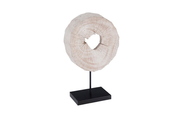 Phillips Collection Eroded Wood Circle Sculpture On Stand - Nature-inspired Teak Art With Modern Black Iron Base Brown,Black Wood,Metal Id102141