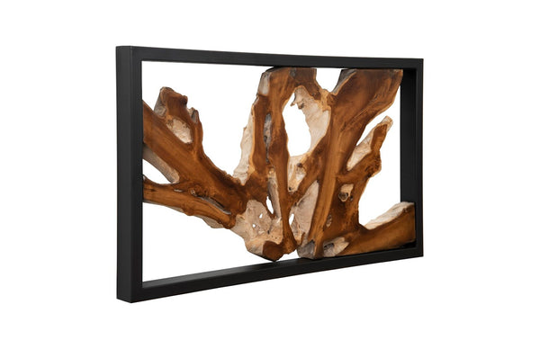 Phillips Collection Framed Root Wall Art - Modern Rustic Black Metal Frame with Natural Wood Slice for Unique Decor ID102149