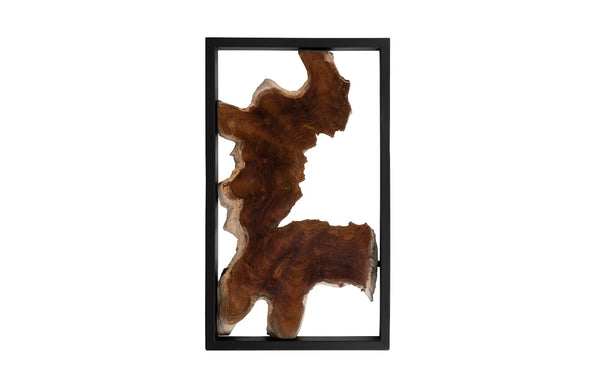 Phillips Collection Framed Root Wall Art - Modern Rustic Black Metal Frame with Natural Wood Slice for Unique Decor ID102149