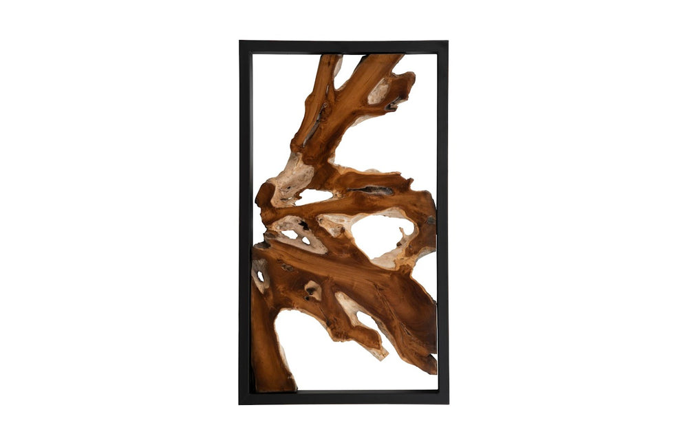 Phillips Collection Framed Root Wall Art - Modern Rustic Black Metal Frame with Natural Wood Slice for Unique Decor ID102149