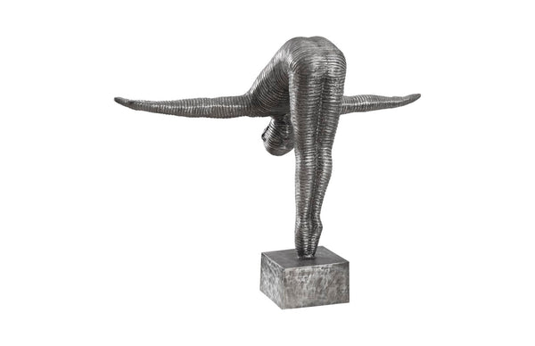 Phillips Collection Diving Sculpture: Modern Aluminum Decor Piece with Striated Texture for Chic Home & Office Styling ID103557
