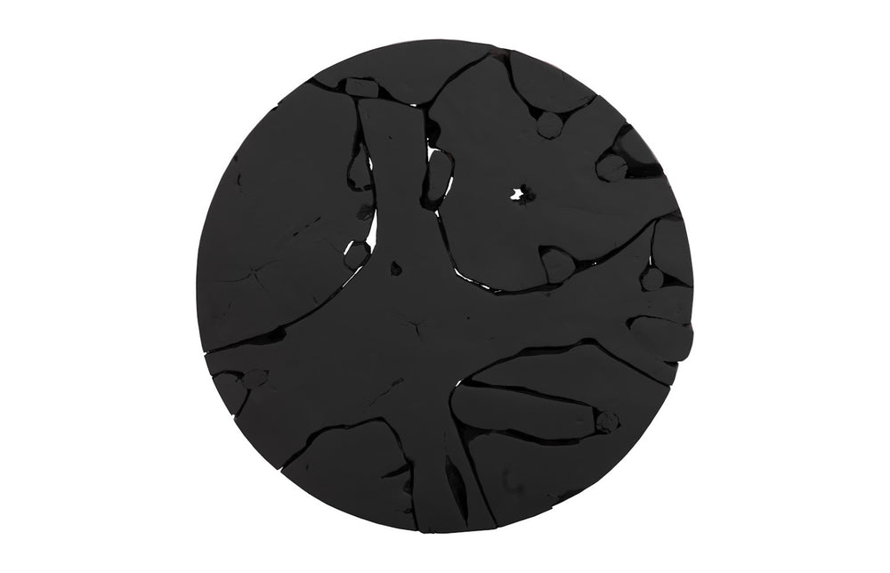 Phillips Collection Teak Chunk Round Coffee Table - Handcrafted Unique Design With Dark Charcoal Finish For Modern Spaces Black Wood ,Teak Id104053