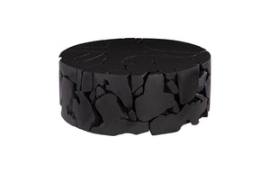 Phillips Collection Teak Chunk Round Coffee Table - Handcrafted Unique Design With Dark Charcoal Finish For Modern Spaces Black Wood ,Teak Id104053