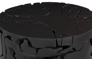 Phillips Collection Teak Chunk Round Coffee Table - Handcrafted Unique Design With Dark Charcoal Finish For Modern Spaces Black Wood ,Teak Id104053