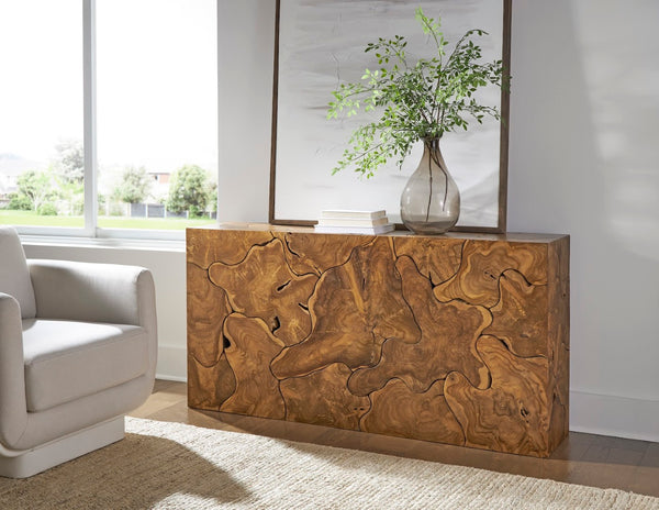 Phillips Collection Teak Slice Console Table - Handcrafted Reclaimed Wood for Entryway, Living Room, or Hallway Accent ID104179