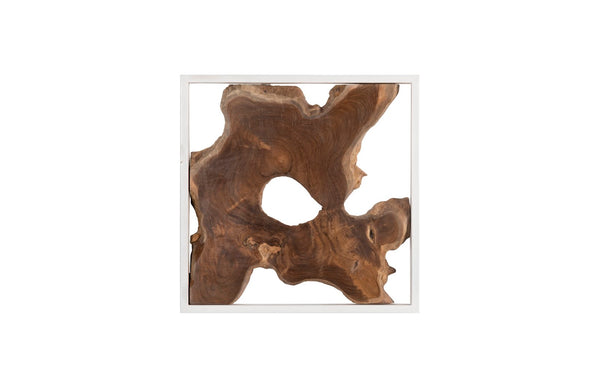 Phillips Collection Framed Slice Wall Tile - Teak Wood Art In Modern Black Frame For Elegant Home Décor Enhancements Brown,White Wood ,Teak Id105514