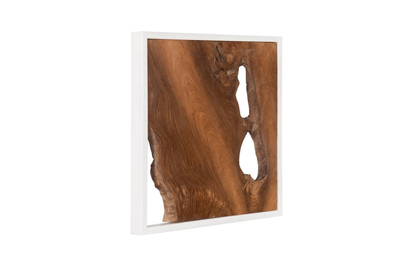 Phillips Collection Framed Slice Wall Tile - Teak Wood Art In Modern Black Frame For Elegant Home Décor Enhancements Brown,White Wood ,Teak Id105514