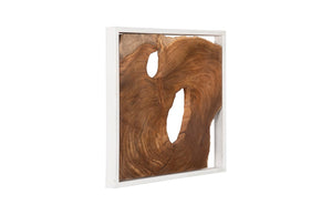 Phillips Collection Framed Slice Wall Tile - Teak Wood Art In Modern Black Frame For Elegant Home Décor Enhancements Brown,White Wood ,Teak Id105514