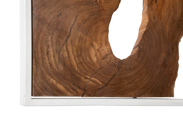 Phillips Collection Framed Slice Wall Tile - Teak Wood Art In Modern Black Frame For Elegant Home Décor Enhancements Brown,White Wood ,Teak Id105514