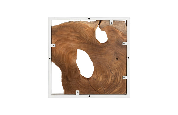 Phillips Collection Framed Slice Wall Tile - Teak Wood Art In Modern Black Frame For Elegant Home Décor Enhancements Brown,White Wood ,Teak Id105514