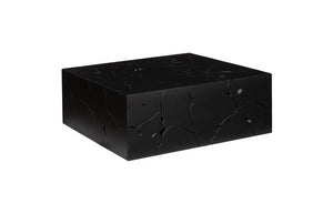 Phillips Collection Teak Slice Square Mosaic Coffee Table Reclaimed Wood Black Finish Living Room ID112145