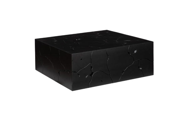 Phillips Collection Teak Slice Square Mosaic Coffee Table Reclaimed Wood Black Finish Living Room ID112145
