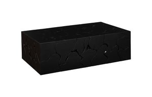 Phillips Collection Teak Slice Mosaic Rectangular Coffee Table Reclaimed Wood Black Low Profile ID112146