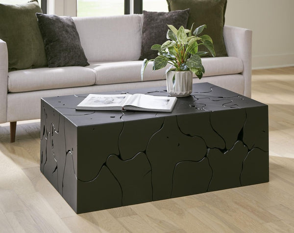 Phillips Collection Teak Slice Mosaic Rectangular Coffee Table Reclaimed Wood Black Low Profile ID112146