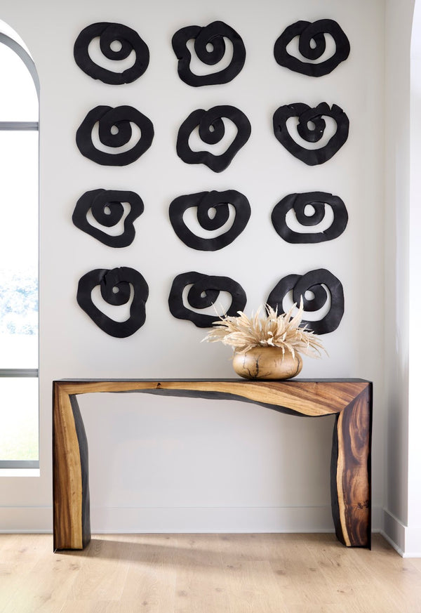 Phillips Collection Swirl Wall Tile - Modern Organic Decor with Playful Charm for Stunning Home Interiors and Galleries Teak Wood, Assorted, Black ID112232