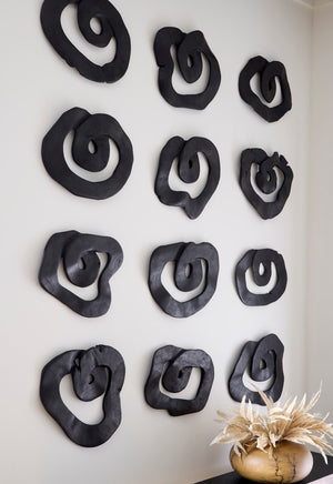 Phillips Collection Swirl Wall Tile - Modern Organic Decor with Playful Charm for Stunning Home Interiors and Galleries Teak Wood, Assorted, Black ID112232